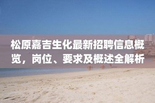 松原嘉吉生化最新招聘信息概覽，崗位、要求及概述全解析