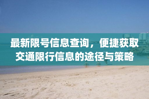 最新限號信息查詢，便捷獲取交通限行信息的途徑與策略